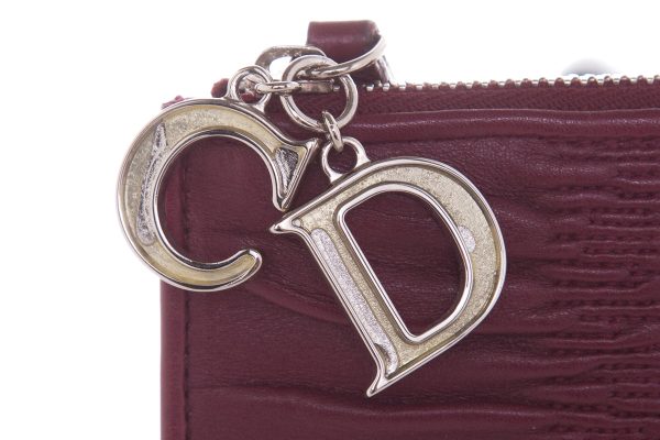 Christian Dior Burgundy Charm Key Chain Wallet Supply