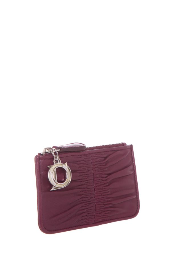 Christian Dior Burgundy Charm Key Chain Wallet Supply