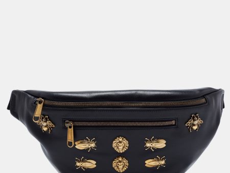 Gucci Black Leather Animal Studs Leather Belt Bag Online Hot Sale