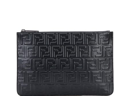 Fendi Zucca Embossed Zip Pouch Hot on Sale