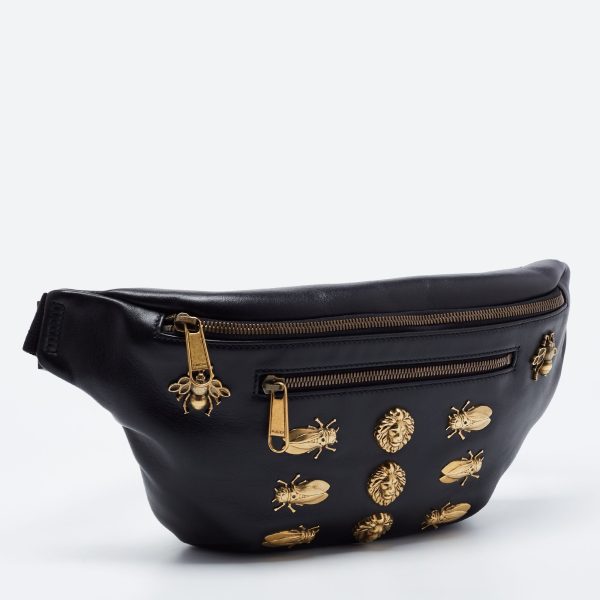 Gucci Black Leather Animal Studs Leather Belt Bag Online Hot Sale