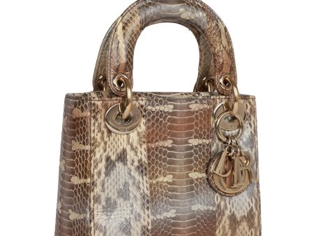 Christian Dior Mini Lady Dior Tote Python Gold Hardware Discount