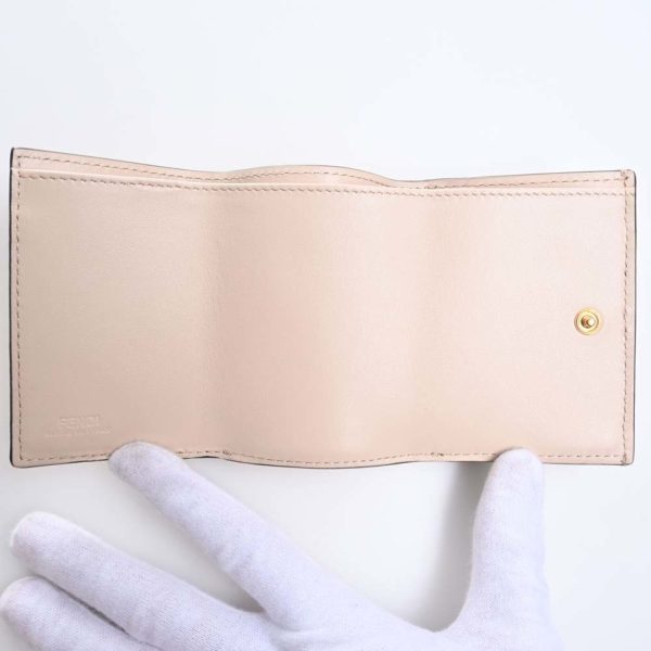 FENDI F s  Leather Micro Trifold Wallet 8M0395 Pink Ladies Online