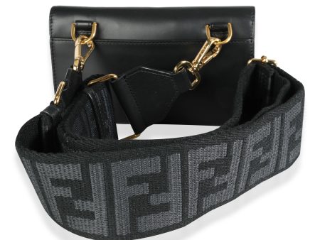 Fendi Black Calfskin Mini Flat Baguette with Black  Strap You  Strap Discount