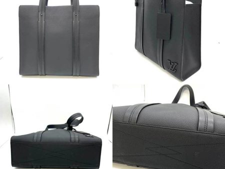 LOUIS VUITTON Bag LV Aerogram Takeoff Tote Noir Black Square Men s Grain Calf Leather Discount