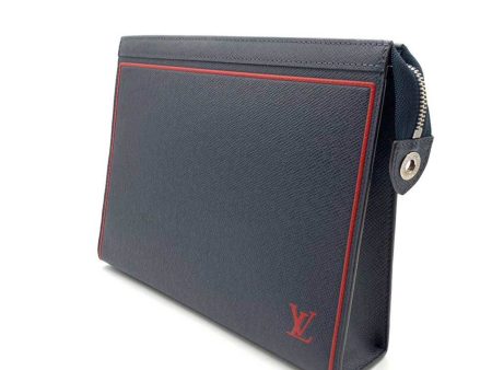 LOUIS VUITTON Bag Pochette Voyage MM Blue Marine Navy x Red Second Clutch Men s Taiga Online