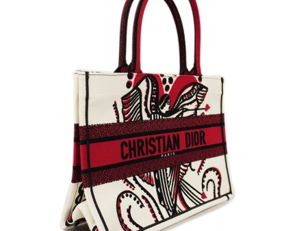 CHRISTIAN DIOR  Book Tote Women s Canvas Tote Bag Black,Ivory,Red Color Supply