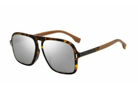 Fendi FF M0066 F S Sunglasses Dark Havana   Silver Mirror (S) Men s Online Hot Sale