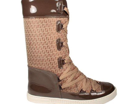 Fendi Boots Winter Snow Women s Boots Beige Zuccino (FFW41) Cheap