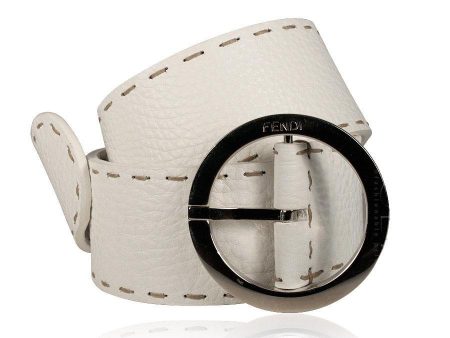 Fendi Women s Wide Belt Selleria Calf leather white Silver Hardware (FFB1513) Online Hot Sale