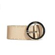 Fendi Wide Belt Selleria Calf Leather Metallic Beige Silver Hardware (FFB1519) Hot on Sale