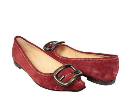 Fendi Designer Shoes for Women Flat Burgundy Suede shoes 8X2825 (FFW06) For Sale