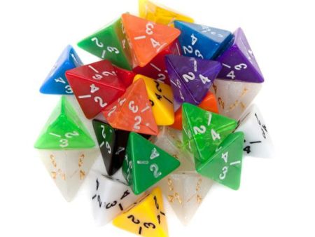 25 Pack of Random D4 Polyhedral Dice in Multiple Colors For Cheap