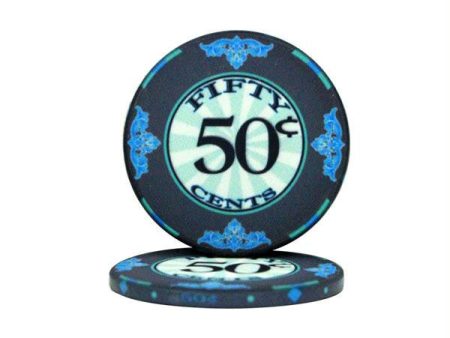 .50¢ (cent) Scroll 10 Gram Ceramic Poker Chip For Cheap