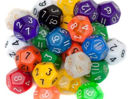 25 Pack of Random D12 Polyhedral Dice in Multiple Colors Hot on Sale