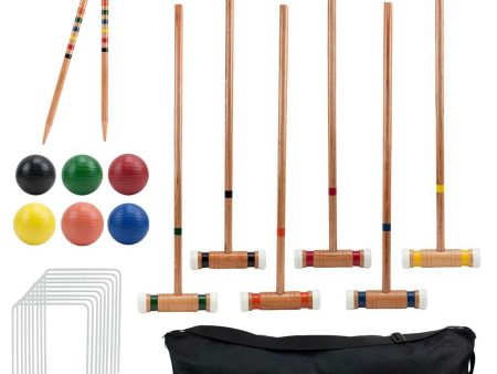 6 Player Outdoor Croquet Set with Deluxe Carrying Case on Sale