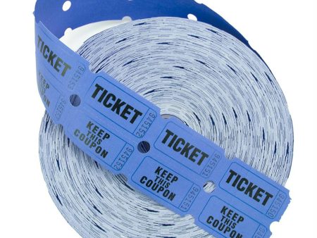 2000 ct Roll of Two Part Double Roll Tickets - Blue Supply