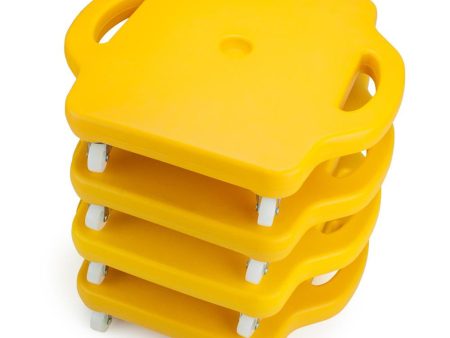 4pack 16in Gym Class Scooter Board w-Safety Handles - Yellow Online Hot Sale