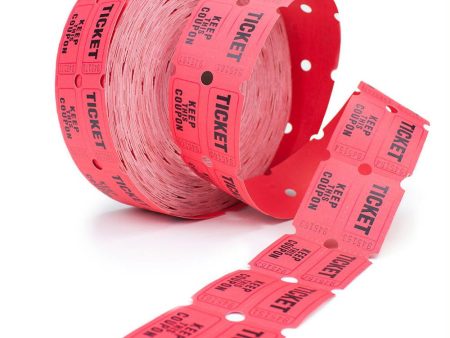 2000 ct Roll of Two Part Double Roll Tickets - Red Online now